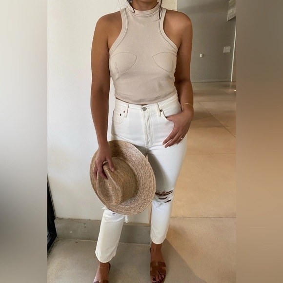 AGOLDE | Riley High Rise Straight Crop Jeans In Veil White NEW Size 31 - Picture 13 of 13